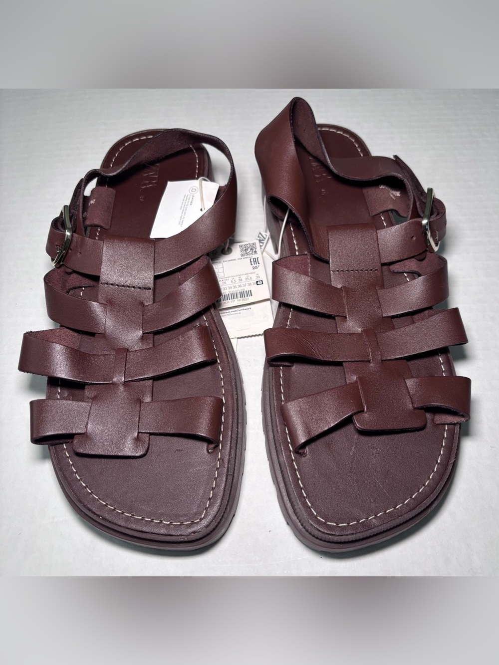 Zara Leather Gladiator Sandals Size 40/US 9.5